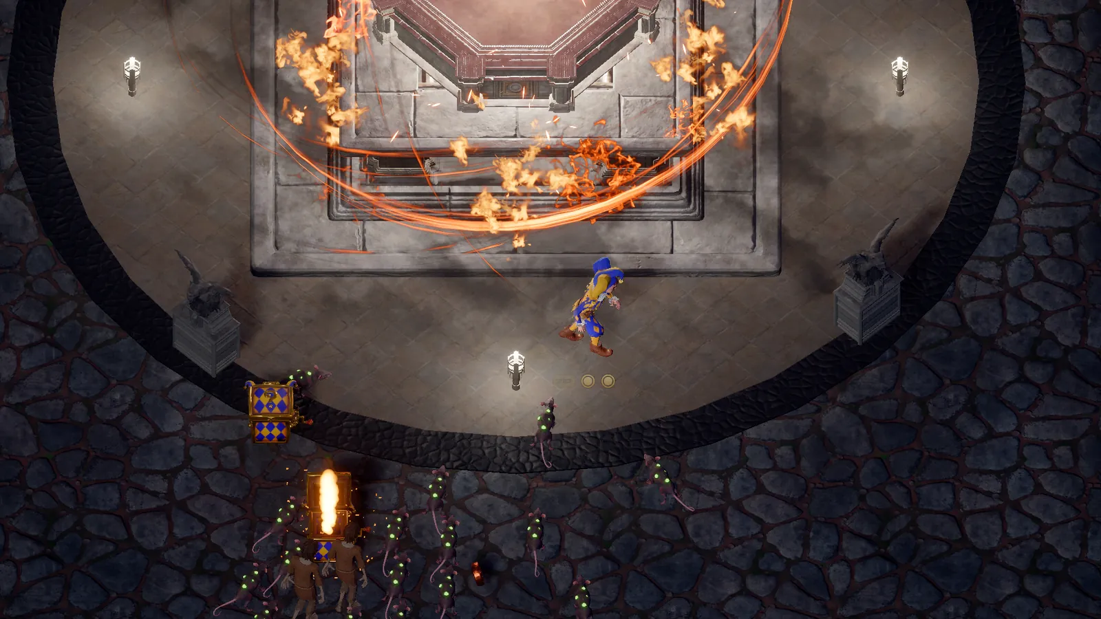 The old pyre explodes in the Cathedral Square